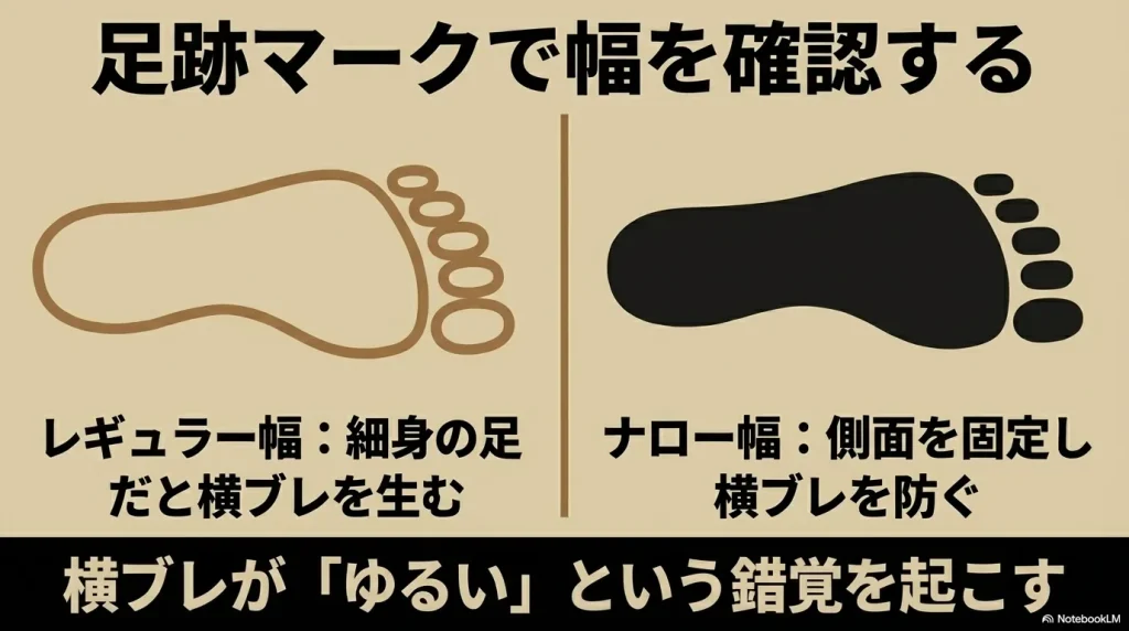 ビルケンシュトックのインソールにある足跡マーク（レギュラー幅とナロー幅）の見分け方