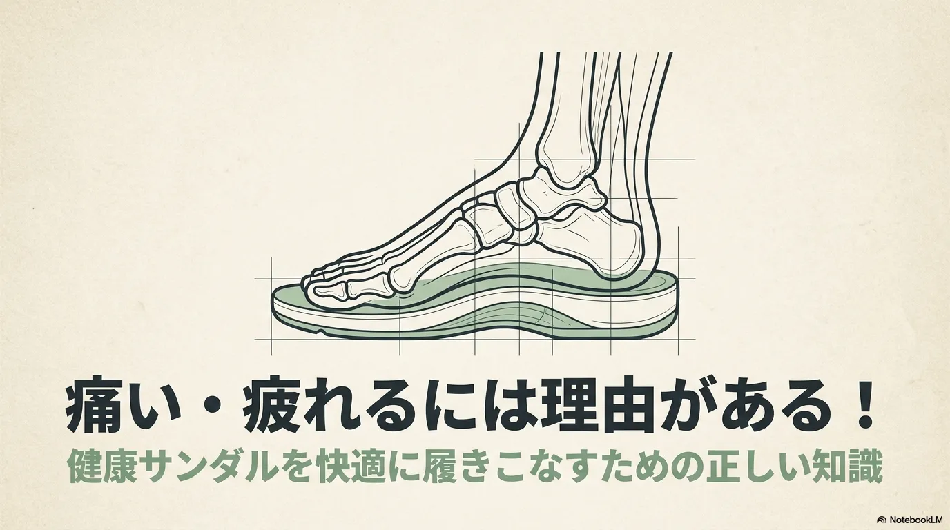 痛い・疲れるには理由がある！健康サンダルを快適に履きこなすための正しい知識を図解した足の骨格イメージ