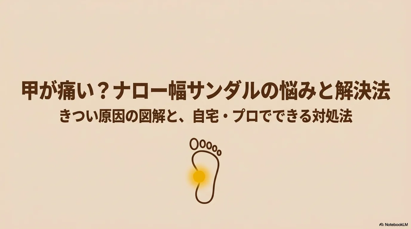 ビルケンシュトックのナロー幅がきつい原因と対処法を解説したスライドのタイトル画像