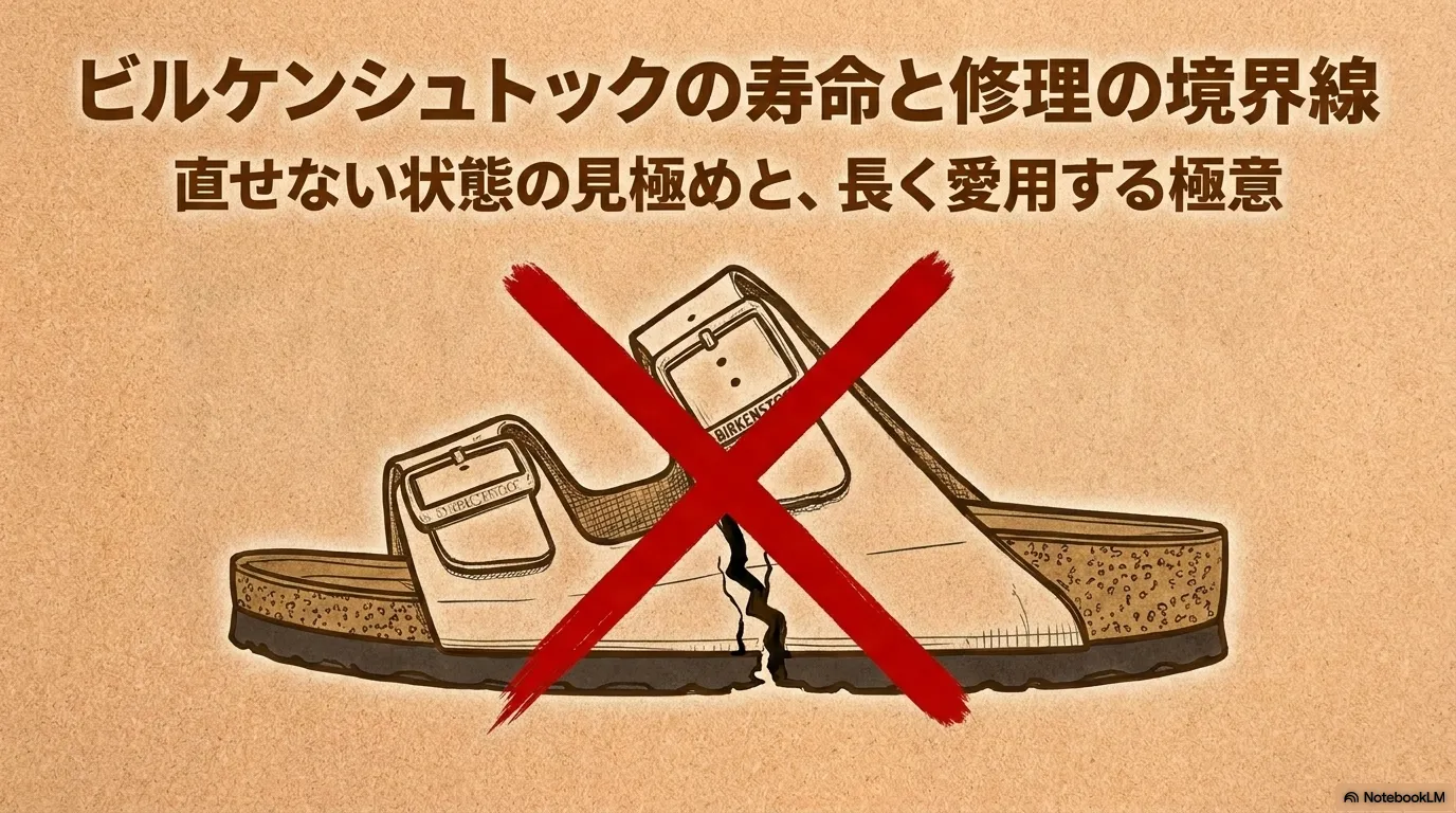 ビルケンシュトックの寿命と修理の境界線を解説するタイトル画像