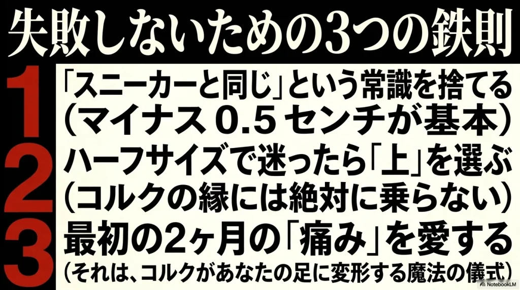 スニーカーと同じ常識を捨てるなど、アリゾナのサイズ選びで失敗しないための3つの鉄則