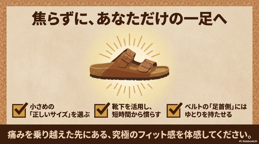 小さめの正しいサイズを選び、靴下を活用して短時間から慣らしていくチューリッヒ育成の総括