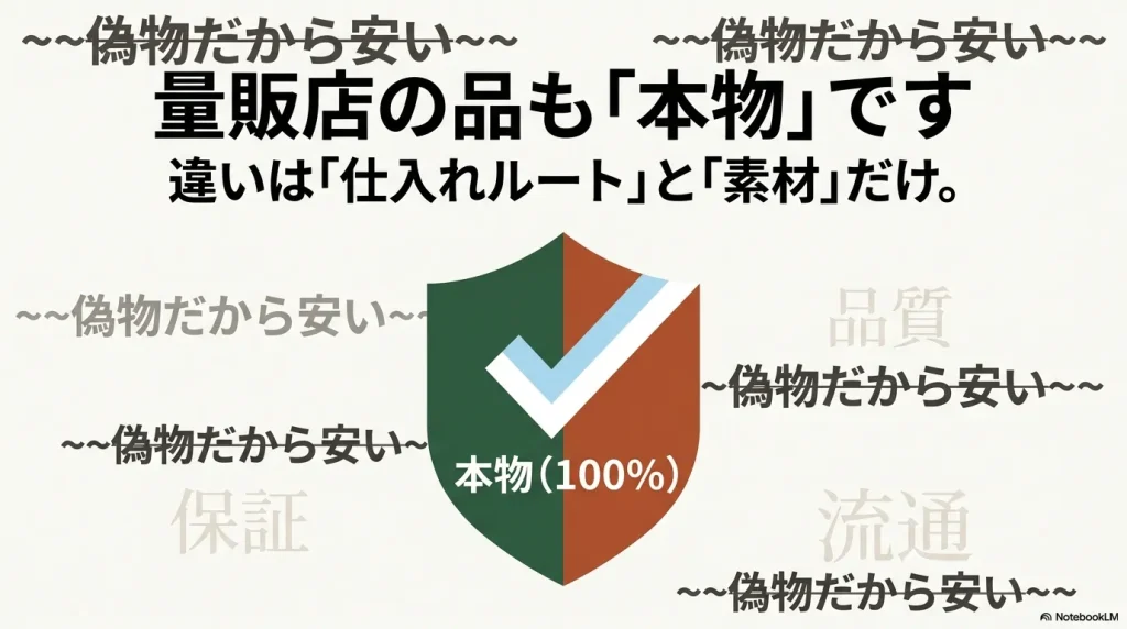 ABCマートなど量販店で販売されているビルケンシュトックも100%本物であるという証明