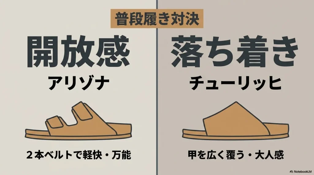 普段履き対決：開放感のアリゾナと落ち着きのチューリッヒ