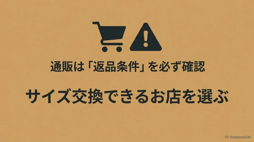 通販を利用する際は返品条件を必ず確認し、サイズ交換できるお店を選ぶ