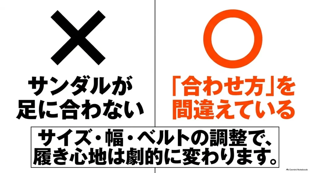 サンダルが合わないのではなく合わせ方の間違いが原因