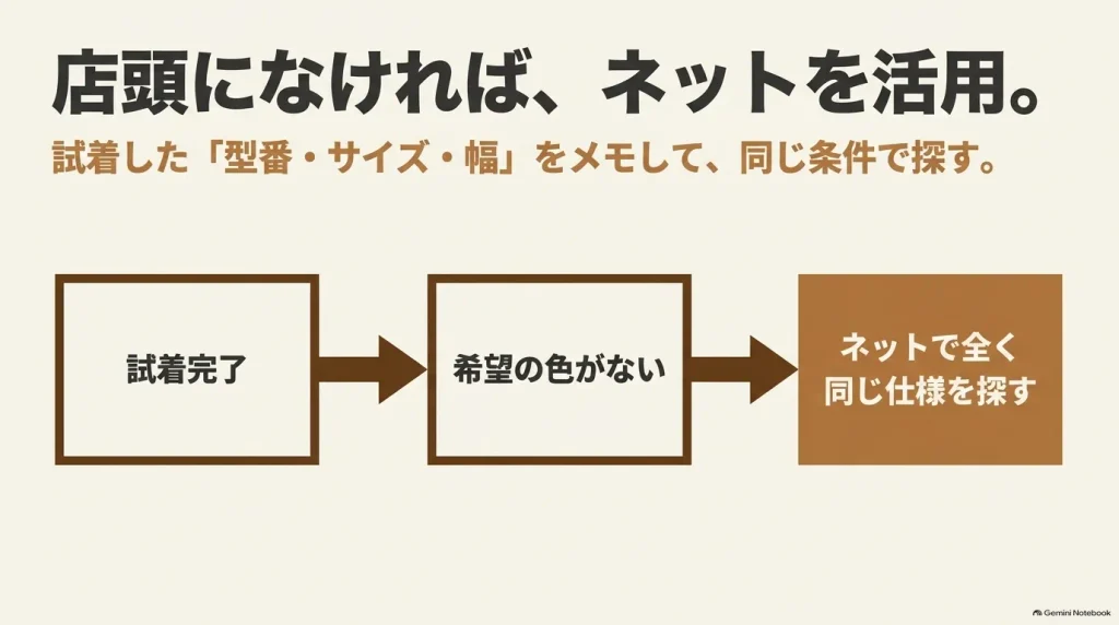 店舗で試着したビルケンシュトックの型番・サイズ・幅を確認して同じ仕様を通販で探す流れ