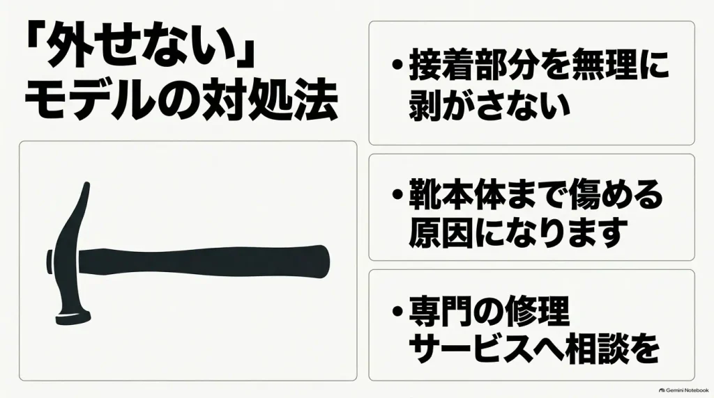 アリゾナやボストンなど取り外せないフットベッドを無理に剥がさず専門修理に相談する際の注意点