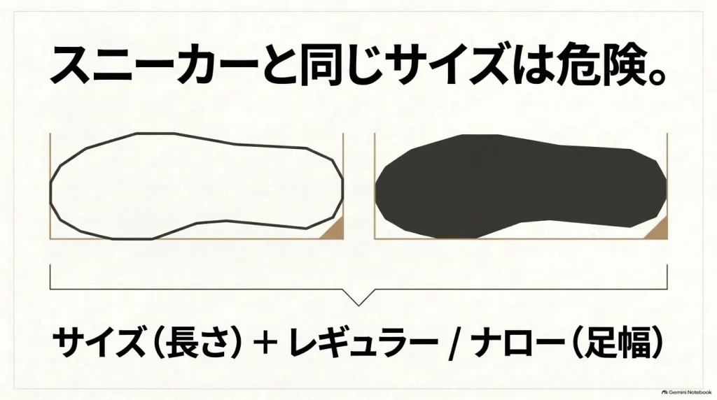 ビルケンシュトックは足長だけでなくレギュラー幅とナロー幅も確認してサイズを選ぶ