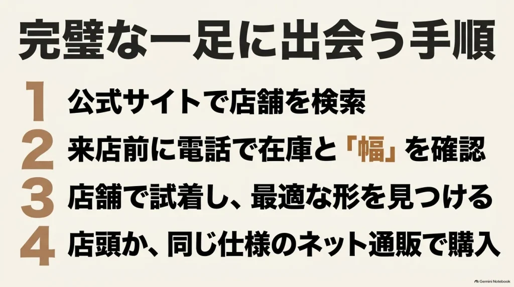 ビルケンシュトックを公式店舗検索・在庫確認・試着・通販比較の順で購入する4ステップ