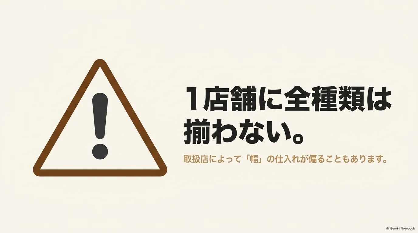 ビルケンシュトックは店舗によってモデル・サイズ・足幅などの品ぞろえが異なることを示した注意図