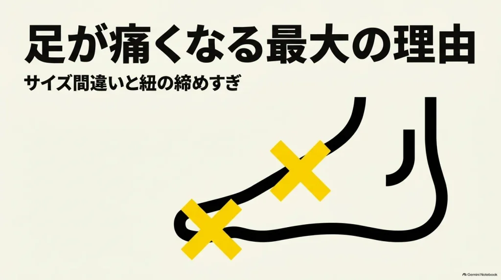モンタナで足が痛くなる最大の理由・サイズ間違いと紐の締めすぎ