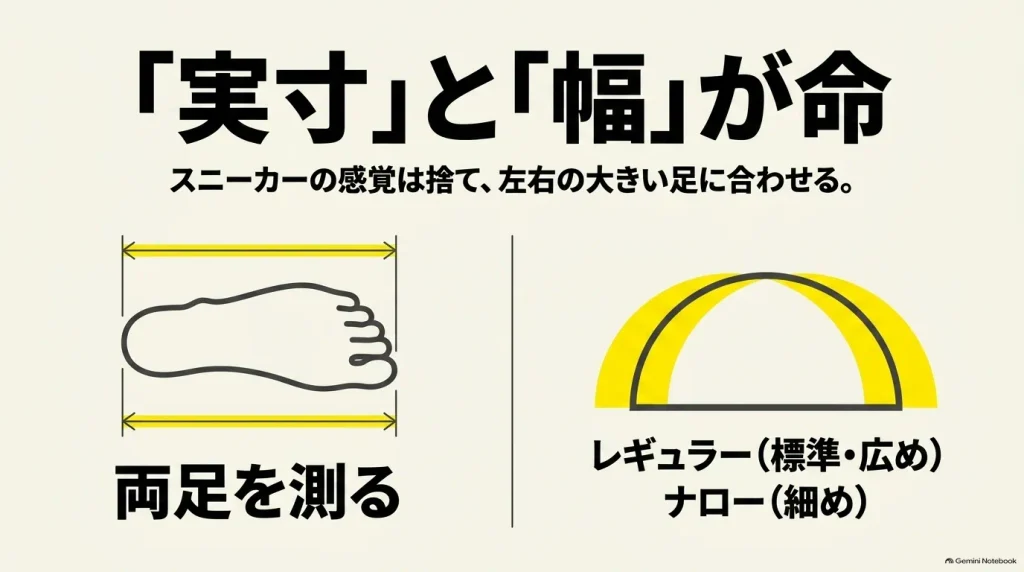 モンタナ選びは足の実寸と幅が命・左右の大きい足に合わせる